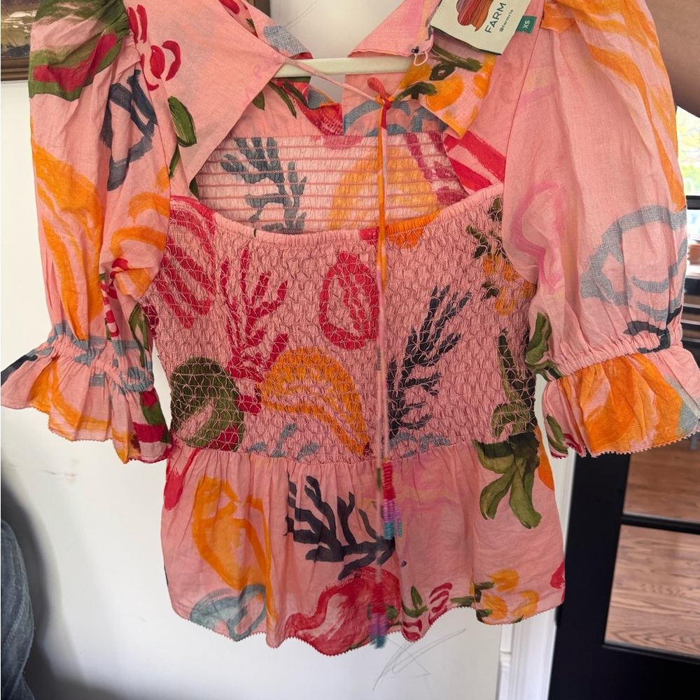 Floral Pink Top with Ruffle Sleeves